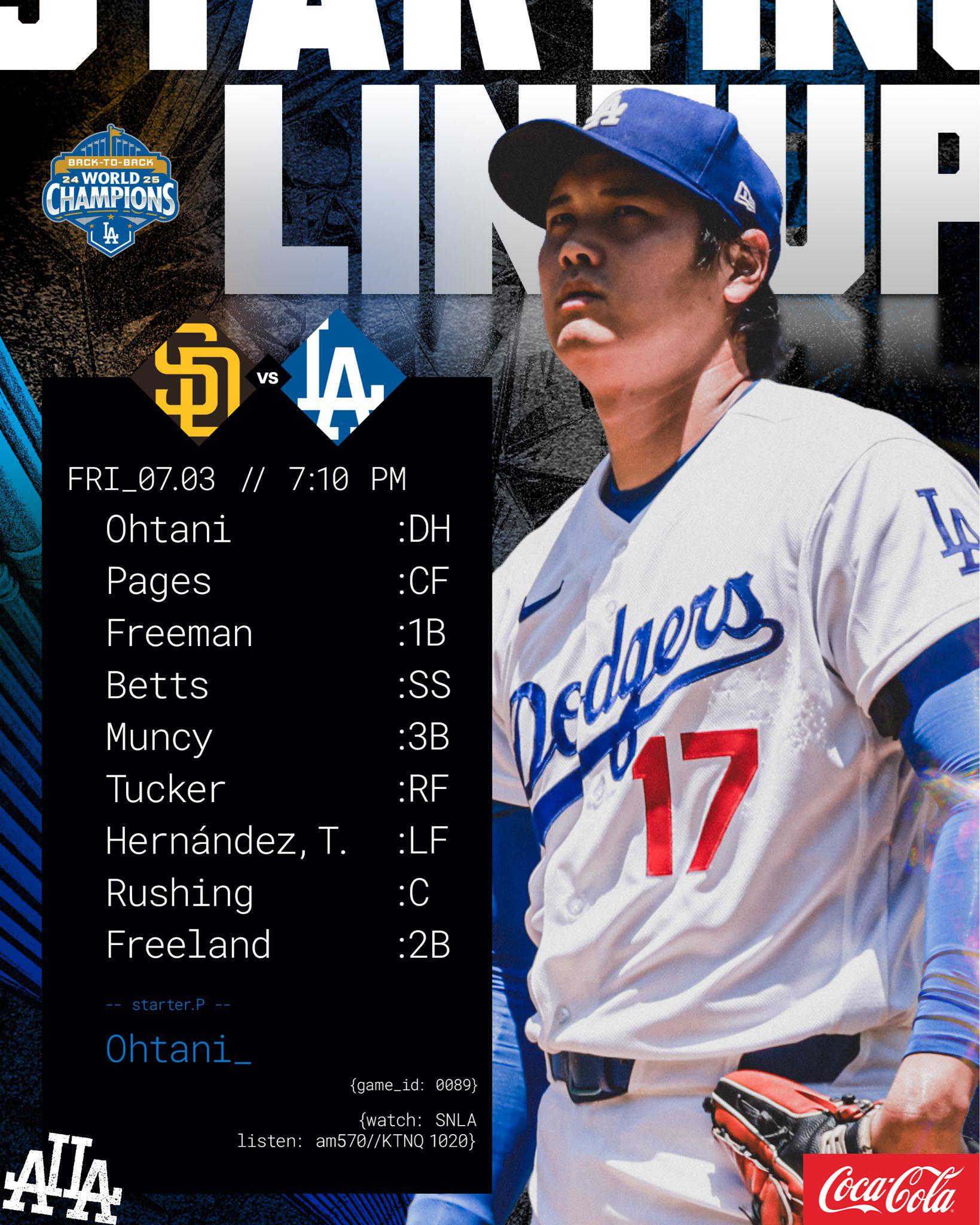 大谷翔平がパドレス戦で先発登板!ドジャースファンの期待とスタメンへの反応(海外の反応)