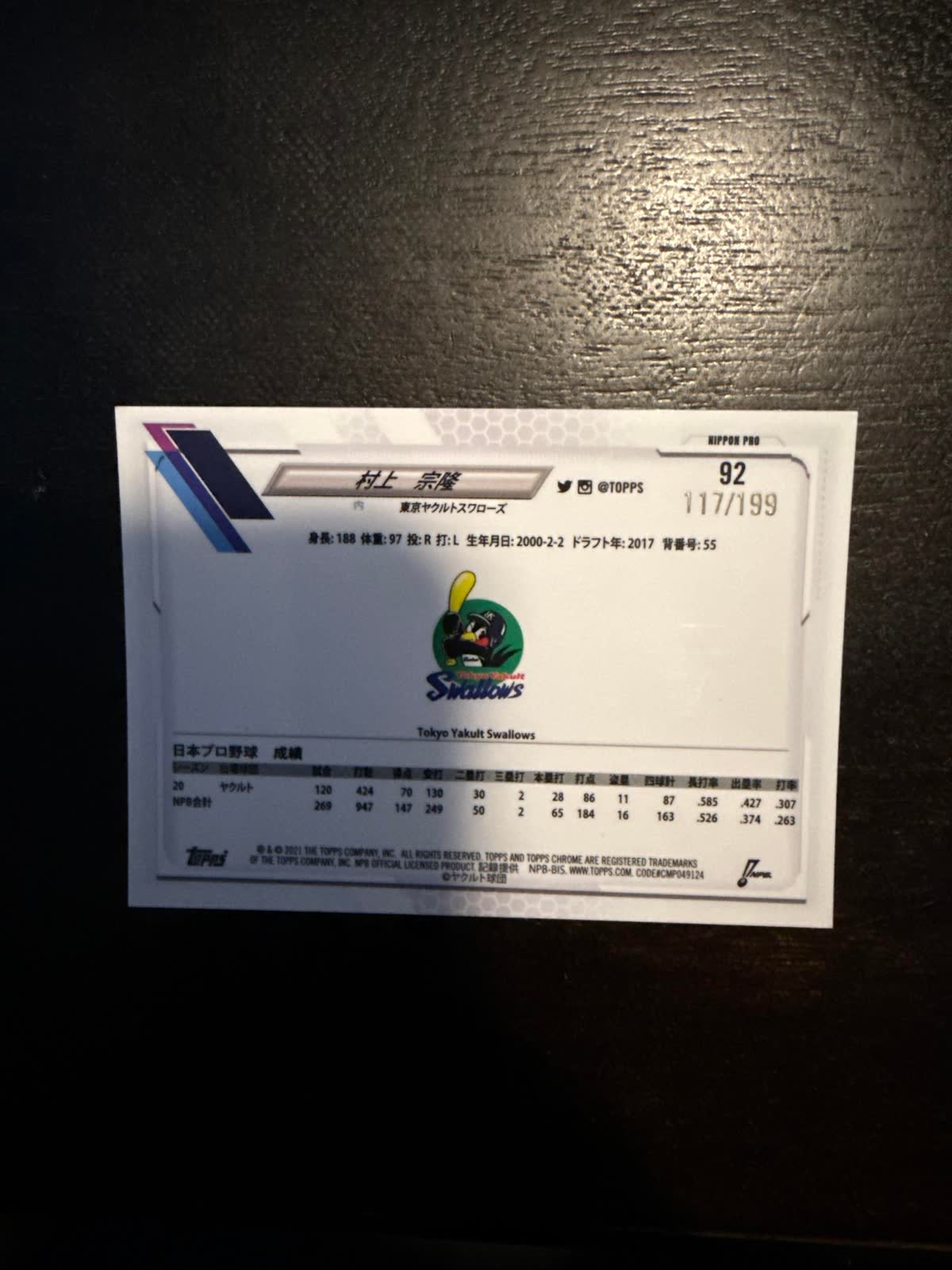 村上宗隆のシリアル入りカードを引き当てる奇跡!NPBカード開封結果が凄すぎる(海外の反応)